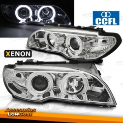 FARÓIS XENON D2S ANGEL EYES CCFL / BMW E46 COUPE/CABRIO / 03-06