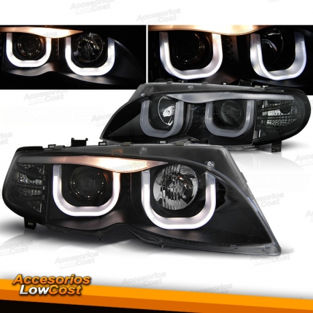 FAROS LUZ DIURNAS LED E46, 01-05- CRISTAL CLARO/NEGRO.