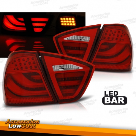 PILOTOS TRASEROS LED BAR BMW E90 (05-08) BERLINA, ROJO AHUMADO