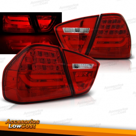 PILOTOS TRASEROS LED BAR BMW E90 (05-08) BERLINA, ROJO CROMO AHUMADOS