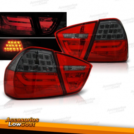 PILOTOS TRASEROS LED BAR BMW E90 (05-08) BERLINA, ROJO CROMO AHUMADOS