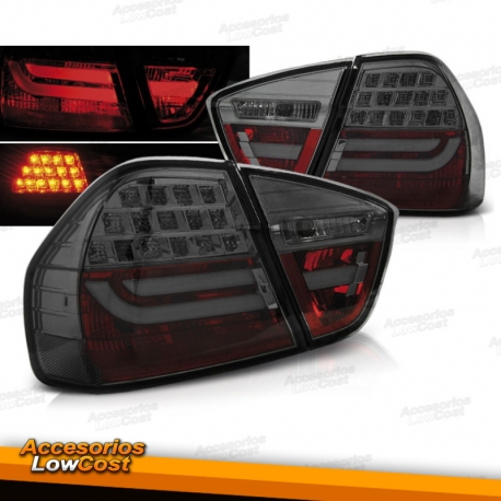 PILOTOS TRASEROS LED BAR BMW E90 (05-08) BERLINA, ROJO CROMO AHUMADOS