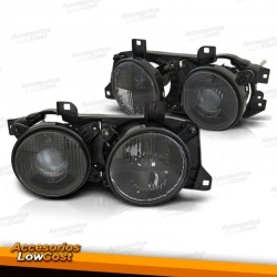 FAROS DELANTEROS PARA BMW E32/E34, H1+H1, FONDO NEGRO