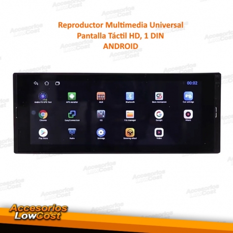 REPRODUCTOR MULTIMEDIA UNIVERSAL 1DIN CON ANDROID 10, PANTALLA 6,9'' HD TÁCTIL, USB SD GPS