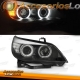 FAROS OJOS DE ANGEL CCFL E INTERMITENTE LED PARA BMW E60 (03-07), H7+H7, FONDO NEGRO