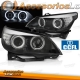 FARÓIS ANGEL EYES CCFL / BMW E60 / 03-07  FUNDO CROMADO