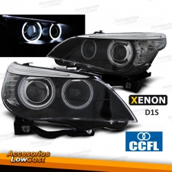 FAROIS XENON D2S ANGEL EYES CCFL / BMW E60 / 03-07 FUNDO PRETO