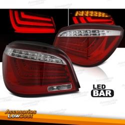 FAROLINS TRASEIROS LED / BMW E60 / 03-07 VERMELHO CROMADO