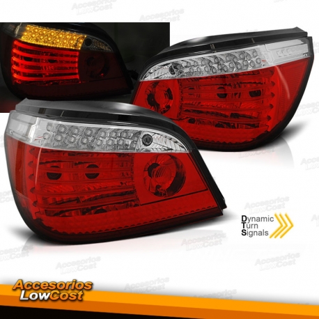 PILOTOS TRASEROS LED CON INTERMITENTES DINÁMICOS PARA BMW SERIE 5 E60 (03-07), ROJO-BLANCO