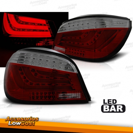 PILOTOS TRASEROS LED BAR PARA BMW SERIE 5 E60 (03-07), ROJO-BLANCO