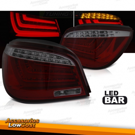 PILOTOS TRASEROS LED BAR PARA BMW SERIE 5 E60 (07-10), ROJO AHUMADO