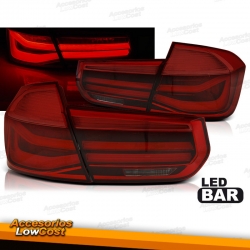 PILOTOS TRASEROS LED BAR PARA BMW SERIE 3 F30 (11-15) SEDAN, COLOR ROJO