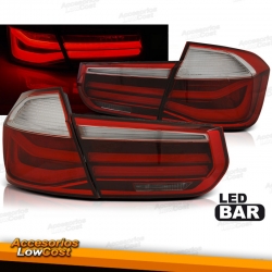 PILOTOS TRASEROS LED BAR PARA BMW SERIE 3 F30 (11-15) SEDAN, COLOR ROJO