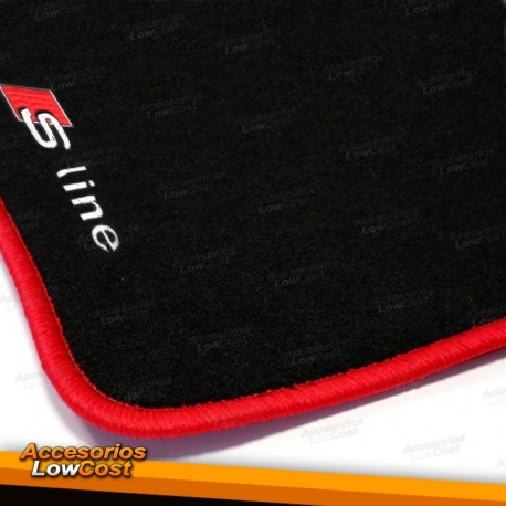 TAPETES VELUDO COM SIMBOLO S-LINE / AUDI Q5 / CONTORNO VERMELHO