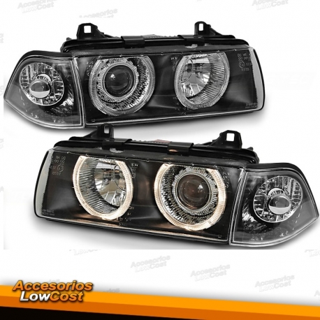 FAROIS ANGEL EYES / BMW E36 COUPE / CABRIO / 92-99 FUNDO PRETO