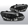 FARÓIS COM LUZ DIURNA LED / VW POLO / 10+ FUNDO PRETO