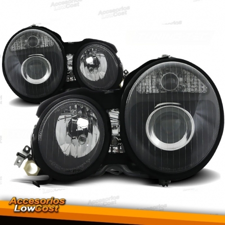 FAROS CON LUPA MERCEDES CLASE E W210 (95-99).FONDO NEGRO.