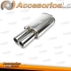 ESCAPE SILENCIOSO DEPORTIVO UNIVERSAL ACERO INOX DOBLE SALIDA DE 76mm, BORDE RECTO