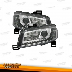 FAROS LED LUZ DIURNA FIAT STILO 3 PUERTAS FONDO CROMO.