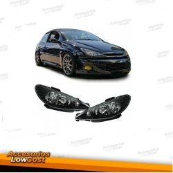 FAROS PARA PEUGEOT 206 98-06. CRISTAL CLARO-NEGRO.