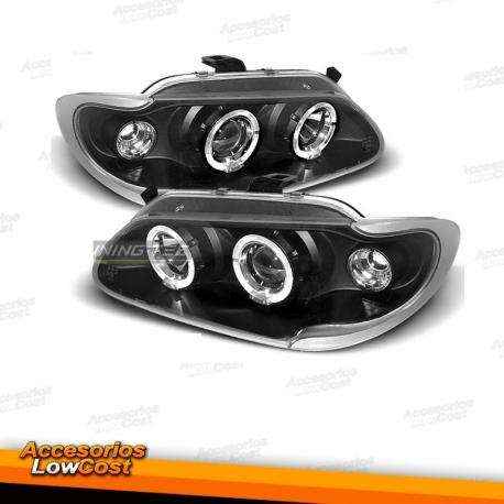 FAROS OJOS DE ANGEL RENAULT MEGANE 96-99. FONDO NEGRO.