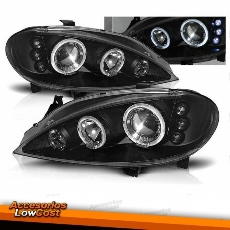 FAROIS ANGEL EYES LED RENAULT MEGANE 1, 99-02. FUNDO PRETO