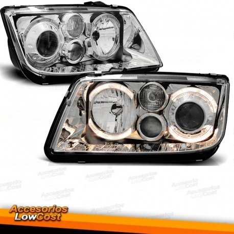 FAROS CON OJOS ANGEL Y LUPA VOLKSWAGEN BORA 1J. FONDO CROMADO.