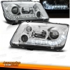 FARÓIS COM LUZ DIURNA LED / VW BORA / 98-05 FUNDO CROMADO