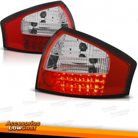 FAROLINS TRASEIROS LED / AUDI A6 4B / 97-05 VERMELHO BRANCO