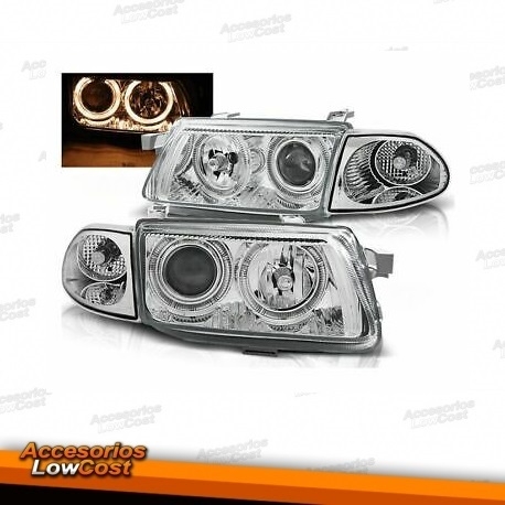 FAROIS ANGEL EYES + PROJETOR OPEL ASTRA F. CROMADO.
