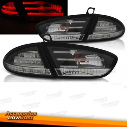 PILOTOS TRASEROS LED + MOLDURA CELIS. LEON 09-12 CRISTAL CLARO-NEGRO