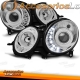 FAROIS COM LUZ DIURNA LED / MERCEDES E W211 / 02-06 FUNDO CROMADO