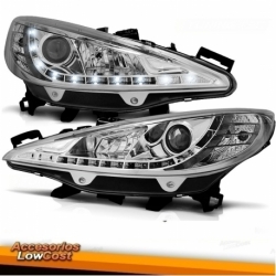 FAROS PEUGEOT 207, 06-09 CRISTAL CLARO/CROMADO