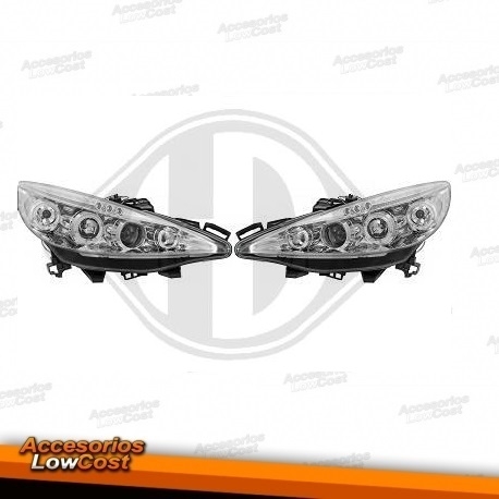FAROIS ANGEL EYES / PEUGEOT 207 / 06-09 FUNDO CROMADO
