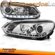 FAROIS COM LUZ DIURNA LED / VW GOLF 6 VI / 08+ FUNDO CROMADO