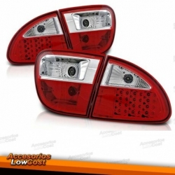 PILOTOS TRAS. LED SEAT LEON, 99-05 LED- CRISTAL CLARO ROJO-BLANCO