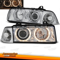 FAROS OJOS DE ANGEL E36, 90-99 H1+H1, CRISTAL CLARO/CROMADO