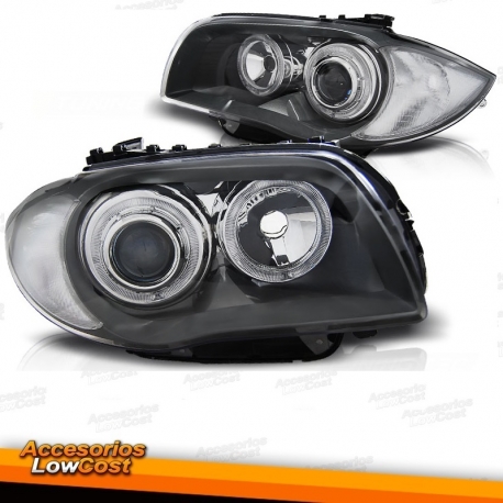 FAROS OJOS DE ANGEL CON INTERMITENTES DE LED BMW E87 04-11. CRISTAL CALRO-CROMADO