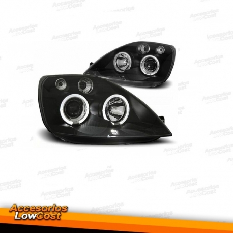 FAROIS ANGEL EYES FORD FIESTA MK6 / FUNDO CROMADO