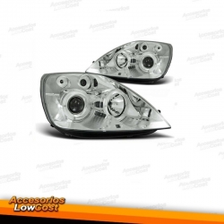 FAROS CON OJOS DE ANGEL FORD FIESTA MK6. COLOR CROMO.