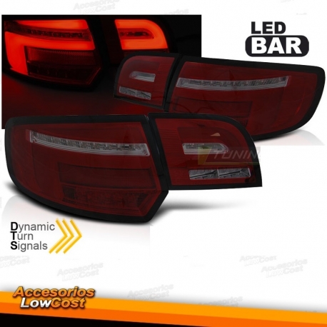 PILOTOS LED TRASEROS ROJO BLANCO PARA AUDI A3 8P SPORTBACK 03-08 CON INTERMITENTE DINAMICO