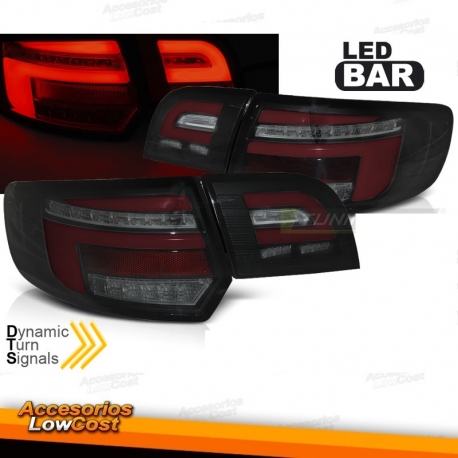 PILOTOS LED TRASEROS NEGROS PARA AUDI A3 8P SPORTBACK 03-08 CON INTERMITENTE DINAMICO 