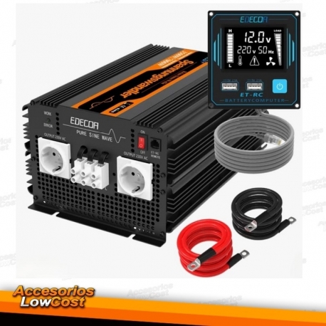 EDECOA 3500W Inversor Onda Pura 12V 220V Convertidor Transformator