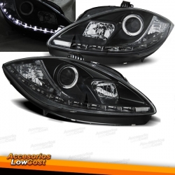 FAROS LUZ DIURNA LED CRISTAL CLARO NEGRO PARA SEAT LEON 09-, ALTEA 09-