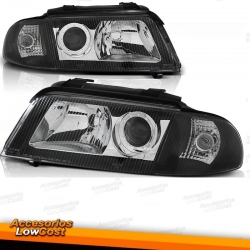 FAROS AUDI A4 B5 (99-01). FONDO CROMO. PERFIL NEGRO