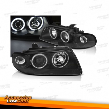 FAROS OJOS DE ANGEL CFFL AUDI A4, 95-98 , CRISTAL CLARO/ NEGRO