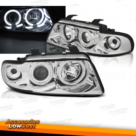 FAROIS ANGEL EYES CCFL / AUDI A4 B5 / 95-98 FUNDO CROMADO