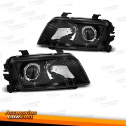 FAROS AUDI A4 B5 (94-99). FONDO CROMO. PERFIL NEGRO