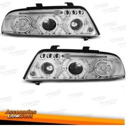 FAROS OJOS DE ÁNGEL AUDI A4 B5 (99-01). FONDO CROMO.