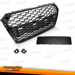 PARRILLA FRONTAL PARA AUDI A4 B9 2015-2019, NEGRO BRILLO, LOOK RS.